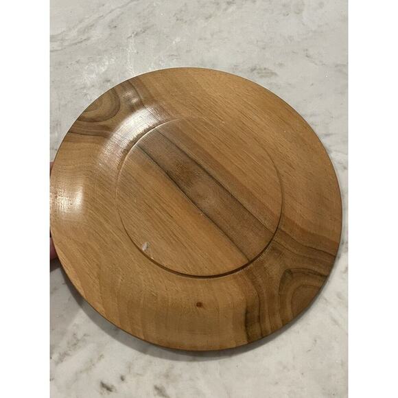 Vintage Bohemian Hand Carved Wooden Plate 7" - Marked/signed olive tree? - Picture 3 of 8